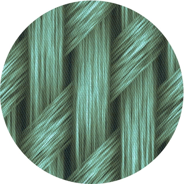 Ahgly Company Tapis d'Intérieur Rond Lavable en Machine Vert Menthe Transitionnel, 7 Pieds Rond