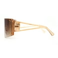 thumbnail image 3 of Oversize Shield Flat Top Half Rim Sunglasses Peach Brown, 3 of 4
