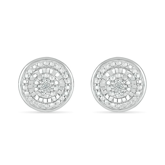 DGOLD Sterling Silver White Round Diamond Fashion Stud Earrings for women (1/20 cttw)