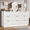 White, variant on SOLLED 9-Drawer Dresser 67 Inch Wide Modern Chest with Metal Handle Storage Organizer TV Stand for Bedroom Living Room Hallway,Green