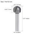 thumbnail image 2 of Router Bit 1/4" Shank 1/2 inch Cutting Dia. Core Box 2 Flutes High-carbon Steel Tip, 2 of 3