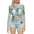 thumbnail image 1 of Gibobby Blusas Termicas Dama Blusa de manga larga con cuello redondo a la moda de verano para mujer, camisa estampada superior semitransparente, camisa inferior（Negro， L), 1 of 5