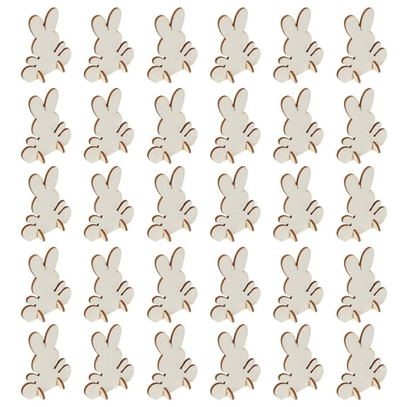 Mgaxyff Unfinished Wood Bunny Cutout,90Pcs Wooden Bunny Cutouts Rabbit Wood Chip Unfinished Craft  Home Decoration 3D Ornament,3D Ornament