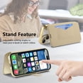 thumbnail image 5 of for iPhone 16 Wallet Case with Camera Lens Protector Film, Clear Magnetic Phone Cover Compatible with Mag-Safe Charging, RFID Blocking PU Leather Case with Card Holder Flip Kickstand, Gold, 5 of 11