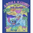thumbnail image 2 of Junior's Lilo & Stitch Aloha Hawaii Come Visit the Islands Graphic Tee Royal Blue Large, 2 of 3