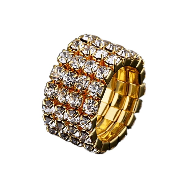 Sonducket Anillo de cristal elástico con incrustaciones exquisitas para compromiso elegante Anillo de promesa de boda de compromiso único Type3 NO3