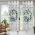 thumbnail image 5 of Outdoor Curtains for Patio Waterproof, Farmhouse Wooden Grain Outdoor Privacy Panels Grommet, Eucalyptus Leaves Watercolor Bow Blackout Outside Curtains for Porch/Cabana 54"x95", 1 Panel, 5 of 8