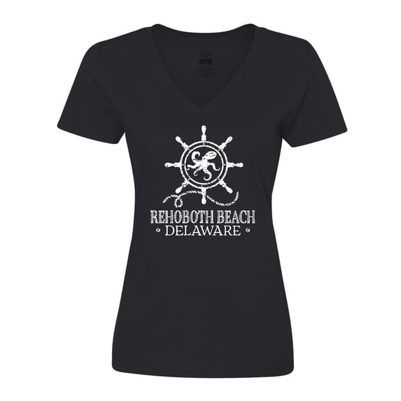 Inktastic Rehoboth Beach Delaware Nautical Women's V-Neck T-Shirt