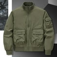 thumbnail image 4 of WREESH Fashion Jacket Men'S Solid Color Pocket Loose Motorcycle Outdoor Flight Suit Plus Size Workwear Jacket Olive Green, 4 of 7