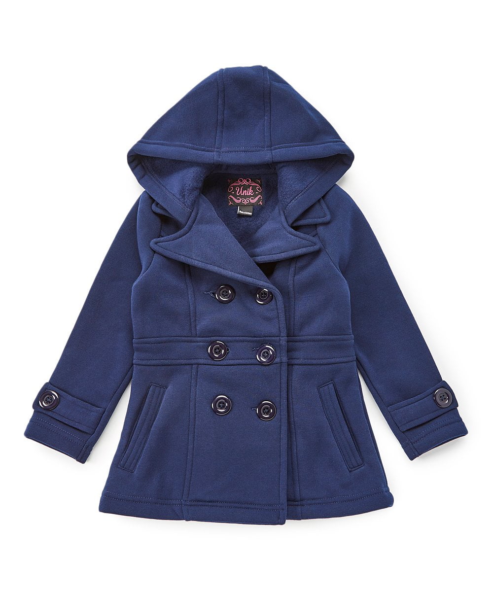 Unik Girls' Fleece Coat with Hood, Navy Size 2 - Walmart.com