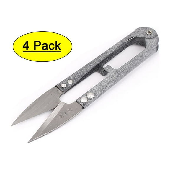 Unique Bargains Metal Grip Thread Fishing Line Sewing Yarn Scissor Cutter Snipper Gray 4Pcs