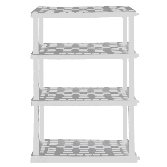 Oskar Plastic Storage Shelves 4-Tier 36"W x 18"D x 56"H Multipurpose Organizer, White
