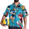 thumbnail image 4 of Football Men's Short Sleeve Casual Printed Button Down Beach Shirts, 4 of 6