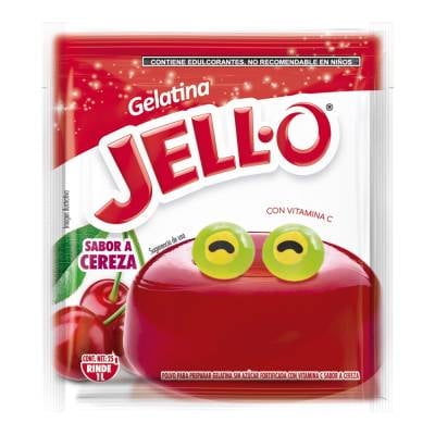 Polvo para preparar gelatina Jello sabor cereza 25 g