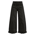 thumbnail image 5 of Dweltoz Women's 2026 High Waist Baggy Wide Leg Jeans Trendy Patchwork Ruffle Hem Boyfriend Casual Denim Fall Long Trousers,Black M, 5 of 7