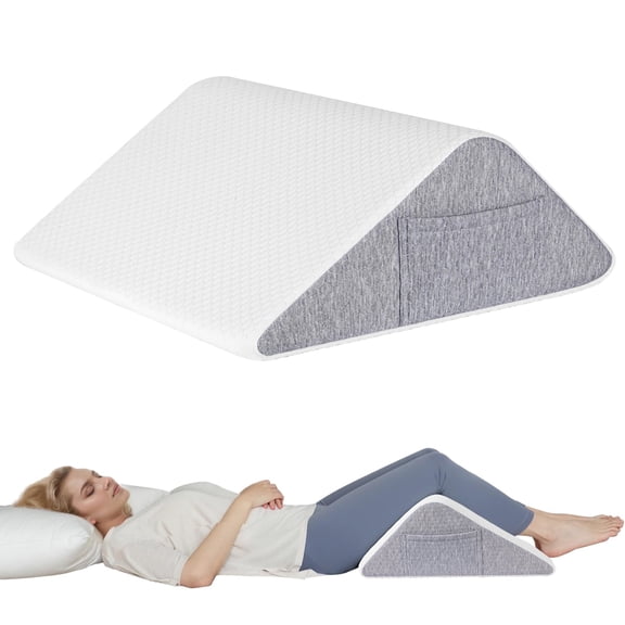 MOONORAH Knee Wedge Pillow for Back Sleeping – Leg Elevation Cushion for Post Surgery Recovery, Hip, Knee & Tailbone Pain Relief, Triangle Bolster Support Pillow, White