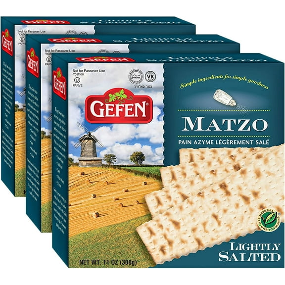 Gefen, Lightly Salted Matzo, 10.5oz (3 Pack) Traditional Style Matzo