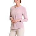thumbnail image 4 of INSPIRE CHIC Women's Mock Neck Blouse Long Sleeve Pleated Office Work Shirt M Dusty Pink, 4 of 6
