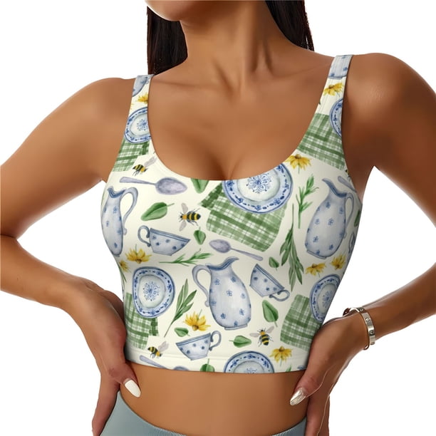 Balery Vintage Utensils Sujetadores deportivos con espalda cruzada para mujer, acolchados, sin costuras, de alto impacto, ideales para yoga, gimnasio, entrenamiento y fitness.-XX-Large