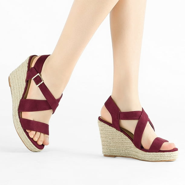 Allegra K Women s Strap Espadrilles Platform Slingback Wedges
