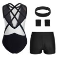 thumbnail image 4 of Aislor Girls Tank Unitards With Shorts Headband Gymnastics Leotard Athletic Ballet Dance Bodysuit Training Outfits White 16, 4 of 7