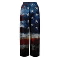 thumbnail image 5 of 250 Years Pants for Women Independence Day USA Flag Print Slit Baggy Lounge Pants Elastic High Waist Wide Leg Regular Fit Soft Pants, #01 Deep Red, XL, 5 of 6