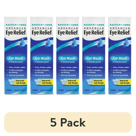 (5 pack) Advanced Eye Relief Eye Wash from Bausch & Lomb, Eye Irrigating Solution, 4 Fl Oz (118 mL)