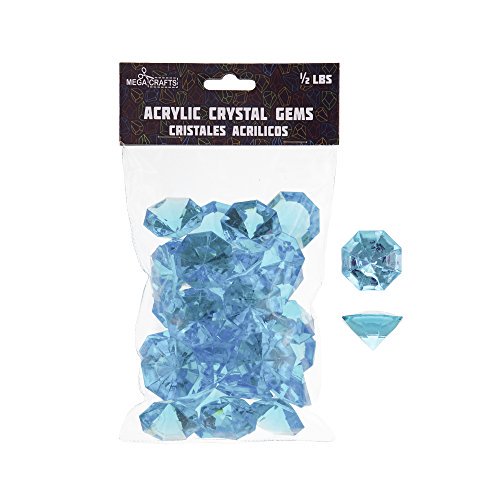 Mega Crafts 1/2 lb Acrylic Large Diamonds Turquoise, Plastic Glass Gems for Arts & Crafts, Vase Fillers & Table Scatters, Decoration Stones, Shiny Pebbles