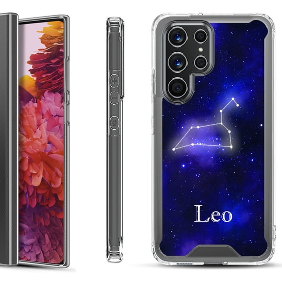 Shockproof Bumper Phone Case for Samsung Galaxy S22 Ultra 5G, by OneToughShield - Zodiac / Leo