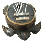 10" Brown and Silver Turtle-Shaped Hand-Carved Kalimba