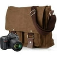 thumbnail image 2 of Compatible/replacement Vintage Waterproof Canvas Leather Trim DSLR SLR Shock-proof Camera Shoulder Messenger Bag (Brown) Green 01, 2 of 6