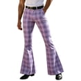 thumbnail image 2 of CONZONE Mens Casual Flared Pants Straight Leg Vintage Pants for Men Trendy Slim Fit Plaid Bell Bottom With Pockets, 2 of 5