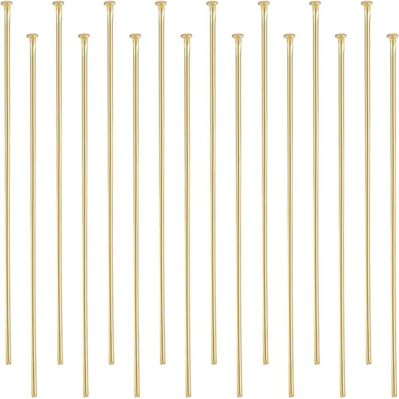 1 Box 200Pcs 50mm Flat Headpins 16K Gold Plated Stainless Steel Flat Head Jewelry Making Pins 21 Gauge Bendable Wire Pin DIY