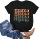 thumbnail image 4 of Fiudx Ofertas Relámpago Mujer Primavera Verano Día de La Madre Color Sólido Impresión de Letras Manga Corta Cuello Redondo Casual Top, 4 of 5