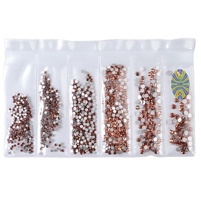 Flatback Rhinestone 6-Size Shiny DIY Round Crystal Gem Flatback Gem for Nail Art