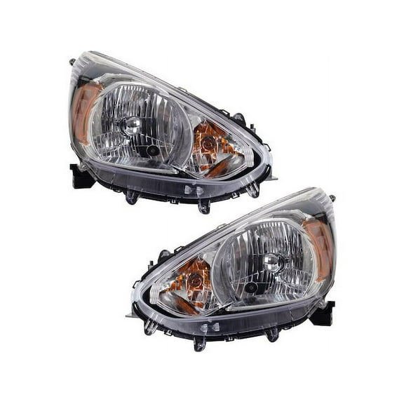 Headlight Assembly Set 2 Piece - Compatible with 2014 - 2015, 2017 - 2020 Mitsubishi Mirage 2018 2019