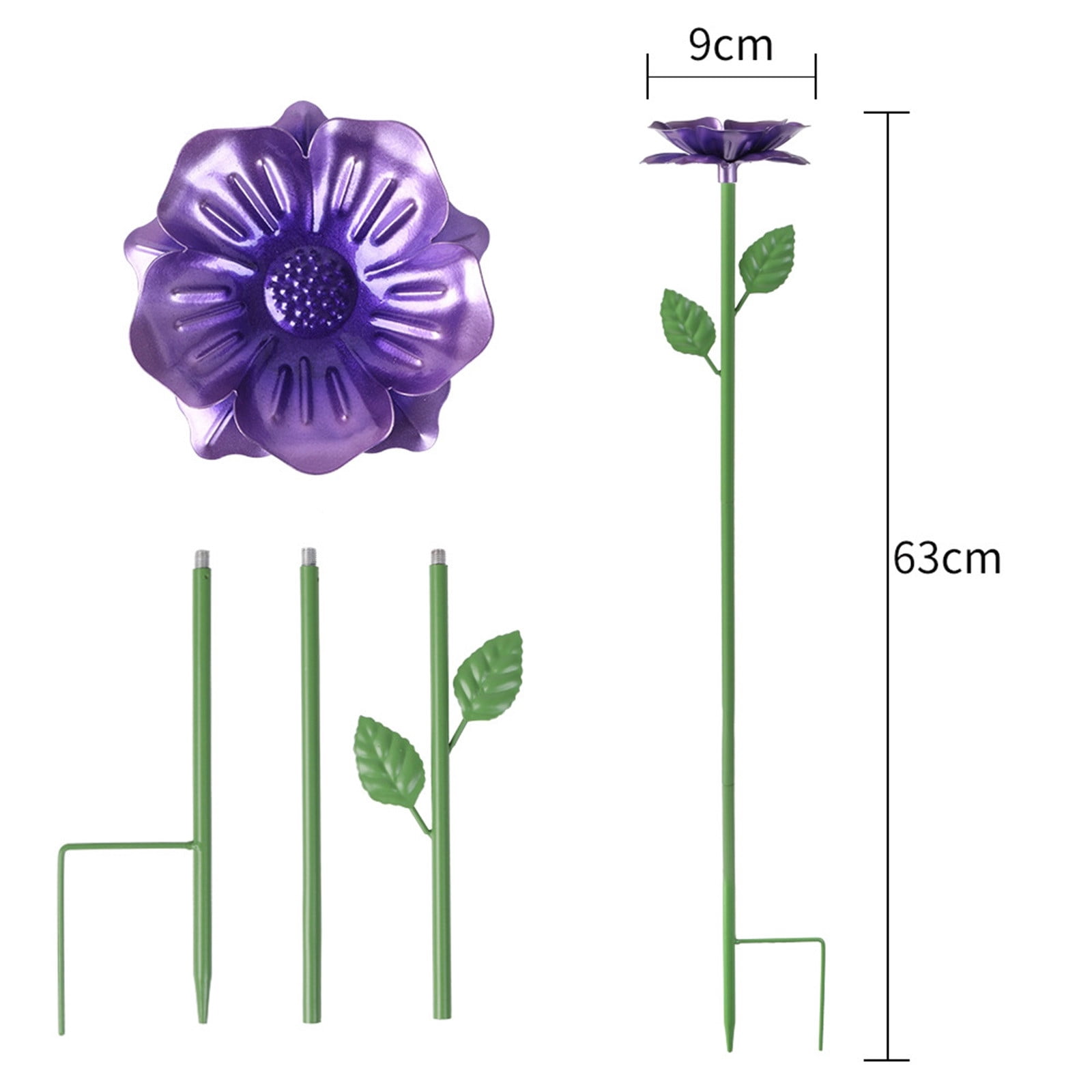 Bird Bath for Outside, 5 Pack Metal Flowers Garden Stake Bird Feeder & Bee Bath, Outdoor Flower Bird Bath Bee Watering Station for Garden
