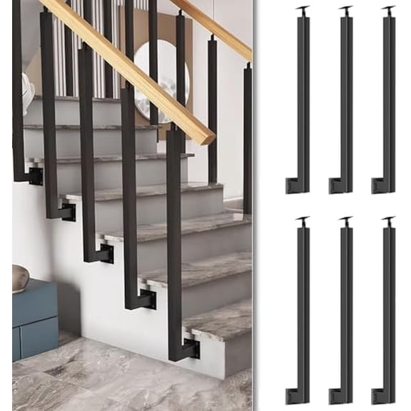 34/36/38/40/42in Side Mount Stair Railing Posts, Indoor Outdoor 270°Adjustable Metal Baluster Post, Staircase Balusters with Screws Kit for Deck, Balcony and Porch$$Tools & Hardware Other
