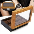 thumbnail image 6 of 10 Slot Unisex Watch Box Wooden Display Case Organizer Glass Jewelry Storage Box, 6 of 12
