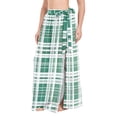 thumbnail image 2 of Women Sarong Wraps Checkered Grid Green Swimsuit Beach Pareo Bikini Coverups Skirt L, 2 of 7