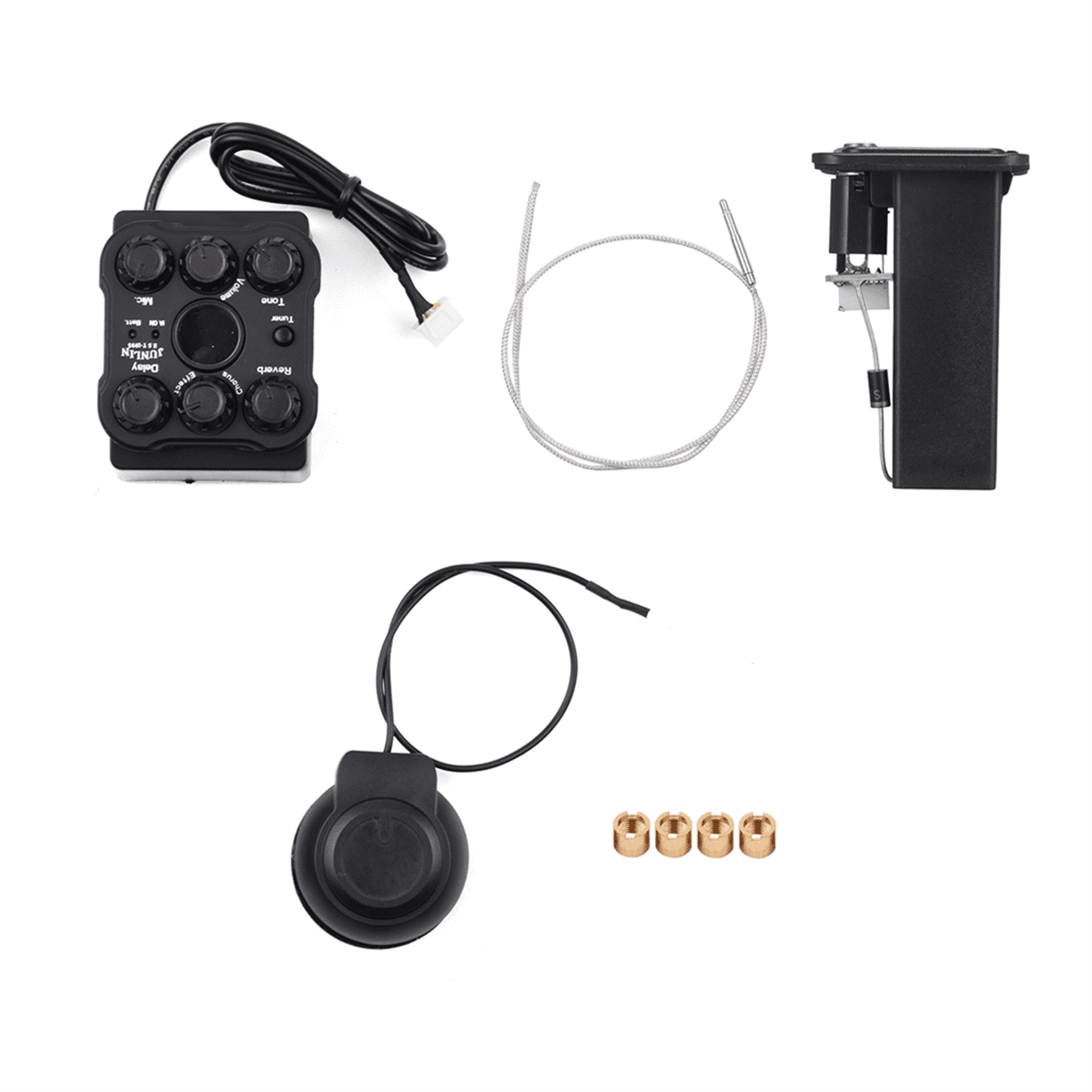 K4 Acoustic Guitar Pickup Resonance Pickups Preamp System with LED Screen Pickup,1 * Resonance Pickup Kit,Black