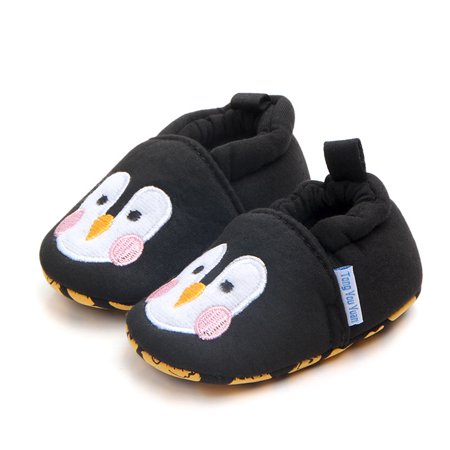 

HsdsBebe Baby Girls Boys Sock Shoes Infant Penguin Slip on Slipper Newborn Indoor Crib Moccasins for New Walkers 3-18 Months