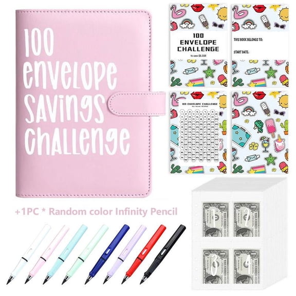【FaddishDeal】100 envelope savings books   Infinity Pencil for a fun and easy save of $5,050.cute office supplies for work Organizer