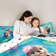 thumbnail image 4 of Manfei Cute Otter Twin Comforter Sets for Kids Boys and Girls, Animal Print Bedding Set, Polka Dots Reversible 2 Pieces, 1 Comforter and 1 Pillowcase, 4 of 6