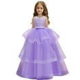 thumbnail image 2 of Little Big Girl Flower Tulle Dress Princess Pageant Birthday Party Wedding Formal Floor Long Dance Evening Maxi Gown, 2 of 7