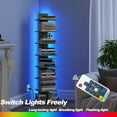 thumbnail image 4 of Narrow Bookshelf 8-Tier with LED Lights, Spine Corner Shelf for Small Space, Modern Standing Unit for Living Room Office Study Entryway, Olive Green, 4 of 8