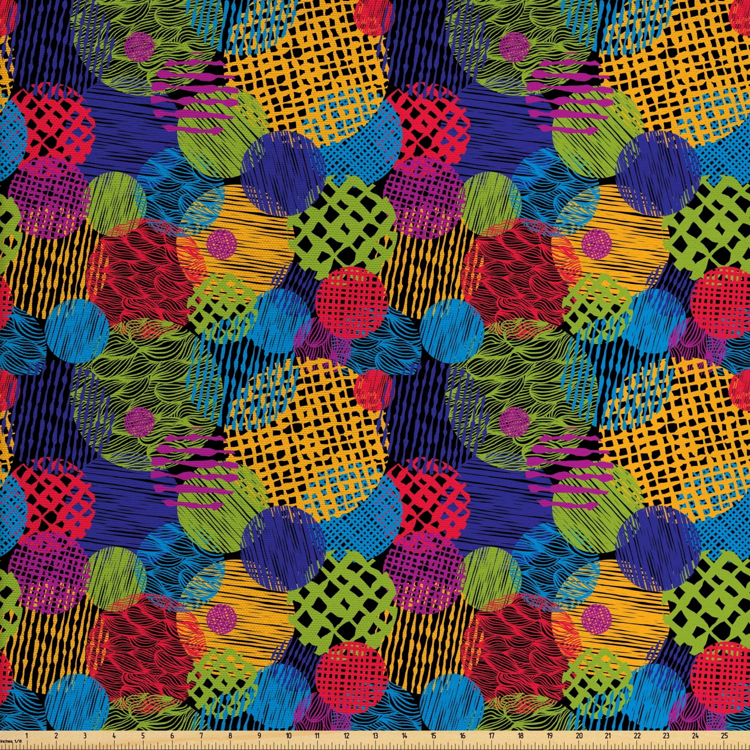 Funky Fabric by The Yard, Grunge Murky Sketchy Geometric Forms with