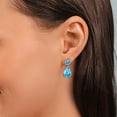 thumbnail image 4 of Gem Stone King 925 Sterling Silver Swiss Blue Topaz Earrings for Women | 9.46 Cttw | Gemstone November Birthstone | Pear Shape 12X8MM, 4 of 4