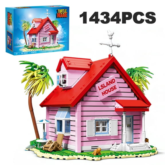 Honchoes Pink Island Cabin House Building Set Compatible with Lego House Architecture Model for Adults 1434 Pcs