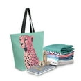 thumbnail image 2 of FORMRS Womens Canvas Tote Bag with Zipper Inner Pocket Shoulder Handbag, Big Pink Cheetah, 2 of 7